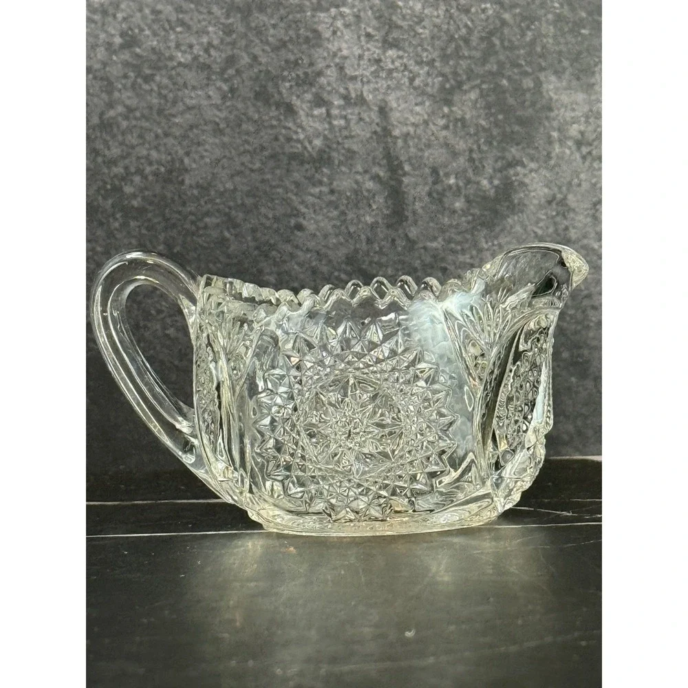 Vintage Marjorie by Cambridge Open‎ Sugar and Creamer Pressed Glass Star & Arch
